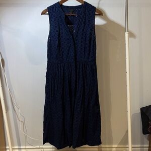 J. Crew Midnight Blue Eyelet Midi Dress
